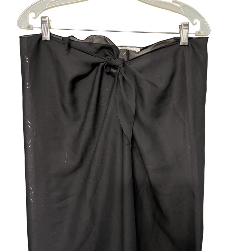 Victoria Secret LG-XL black semi sheer wide leg cover up pants ties at waist